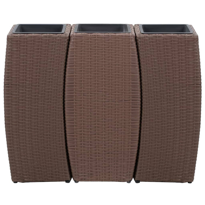 Letti Rialzati da Giardino 3 pz in Polyrattan Marrone 46941