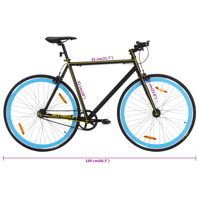 Bicicletta a Scatto Fisso Nera e Blu 700c 51 cm 92258