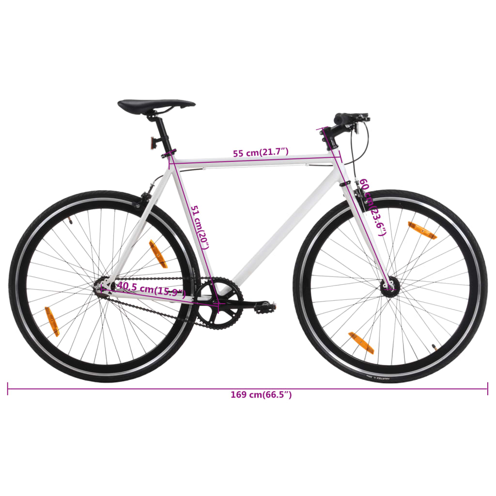 Bicicletta a Scatto Fisso Bianca e Nera 700c 51 cm 92261