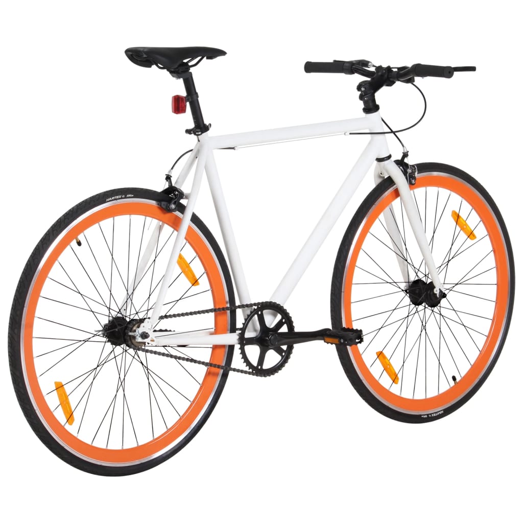 Bicicletta a Scatto Fisso Bianca e Arancione 700c 51 cm 92264