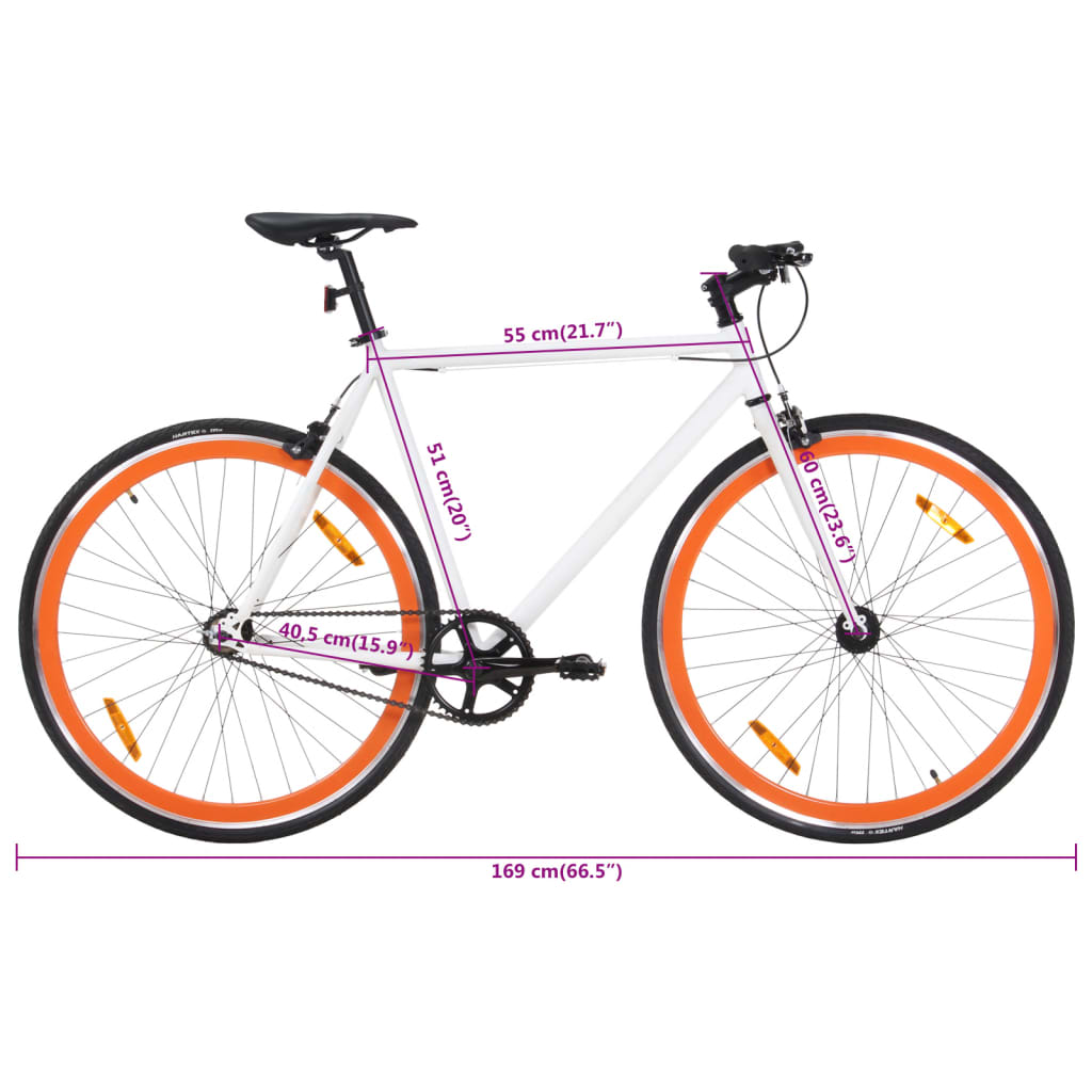 Bicicletta a Scatto Fisso Bianca e Arancione 700c 51 cm 92264