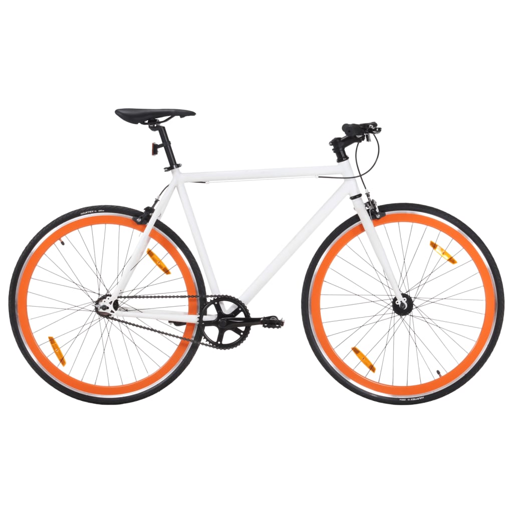 Bicicletta a Scatto Fisso Bianca e Arancione 700c 55 cm 92265