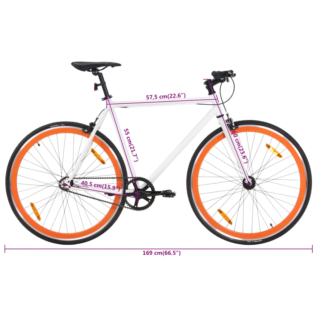 Bicicletta a Scatto Fisso Bianca e Arancione 700c 55 cm 92265