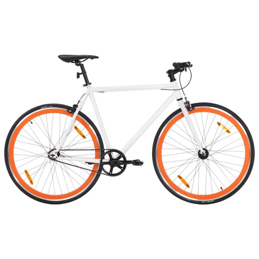 Bicicletta a Scatto Fisso Bianca e Arancione 700c 59 cmcod mxl 114739