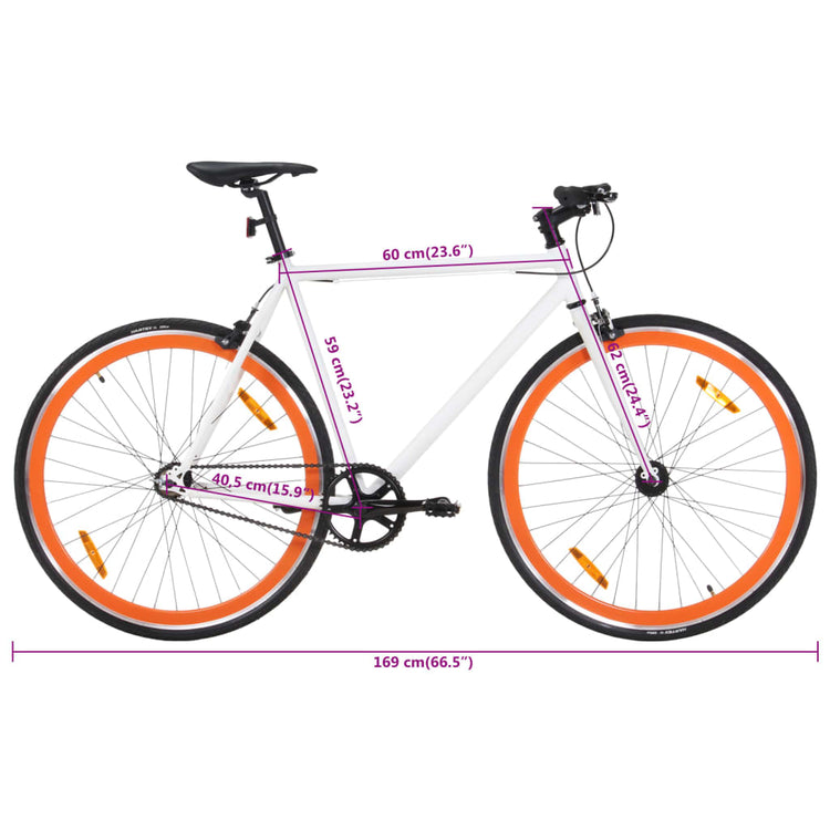 Bicicletta a Scatto Fisso Bianca e Arancione 700c 59 cm 92266