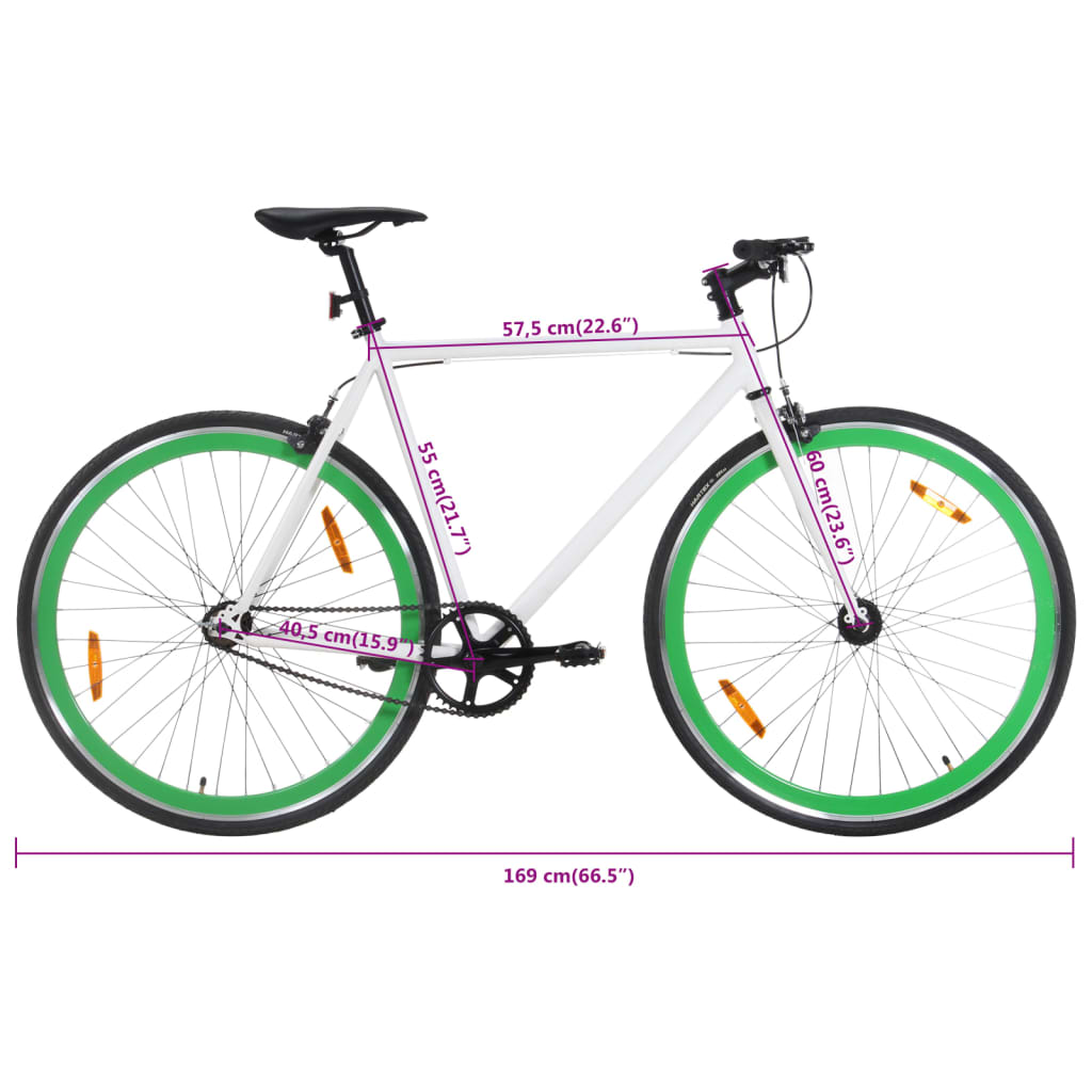 Bicicletta a Scatto Fisso Bianca e Verde 700c 55 cm 92268