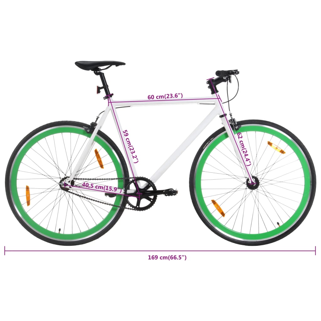 Bicicletta a Scatto Fisso Bianca e Verde 700c 59 cm 92269