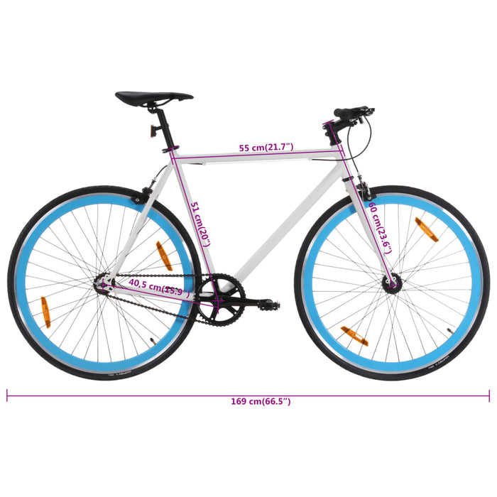 Bicicletta a Scatto Fisso Bianca e Blu 700c 51 cm 92270