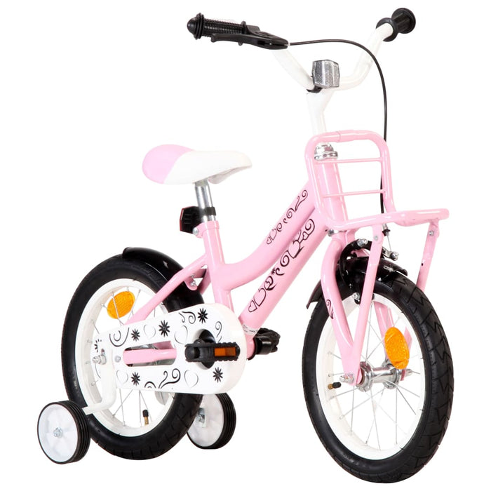 Bici per Bambini con Trasportino Frontale 14'' Bianca e Rosa