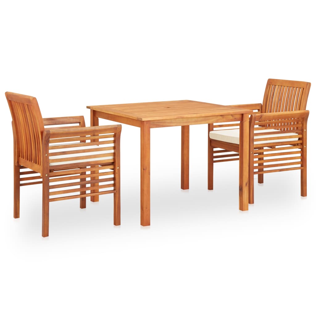 Set da Pranzo da Giardino 3 pz con Cuscini Massello di Acacia cod mxl 42540