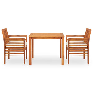 Set da Pranzo da Giardino 3 pz con Cuscini Massello di Acacia 278895