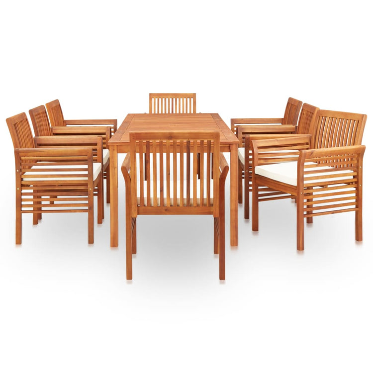 Set da Pranzo da Giardino 9 pz con Cuscini Massello di Acacia cod mxl 37744