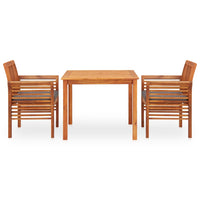 Set da Pranzo da Giardino 3 pz con Cuscini Massello di Acacia 278901