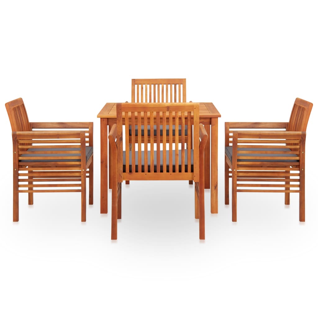 Set da Pranzo da Giardino 5 pz con Cuscini Massello di Acacia cod mxl 40174