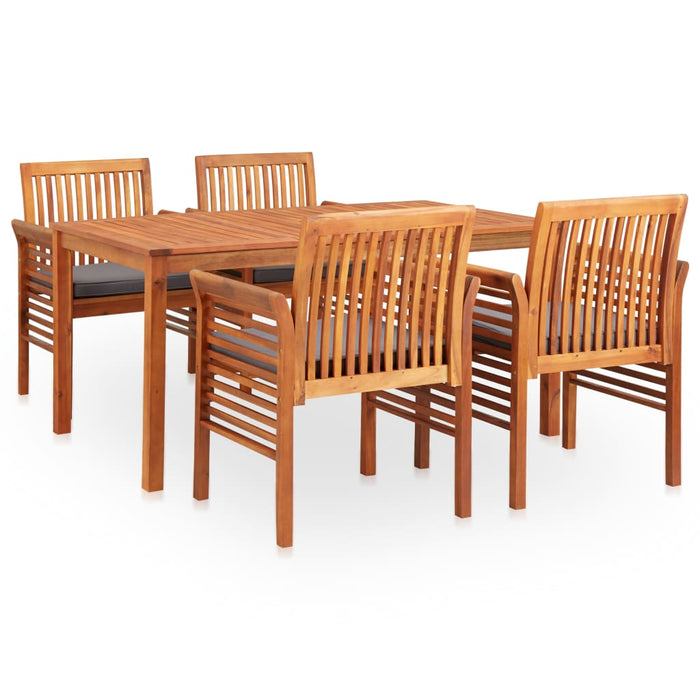 Set da Pranzo da Giardino 5 pz con Cuscini Massello di Acacia cod mxl 43591