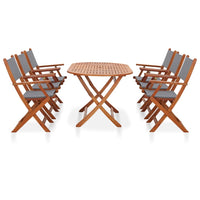 Set Pranzo da Giardino 7 pz Grigio Legno Eucalipto e Textilene  cod mxl 42976