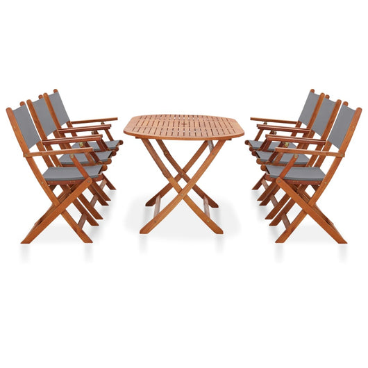 Set Pranzo da Giardino 7 pz Grigio Legno Eucalipto e Textilene  cod mxl 42976