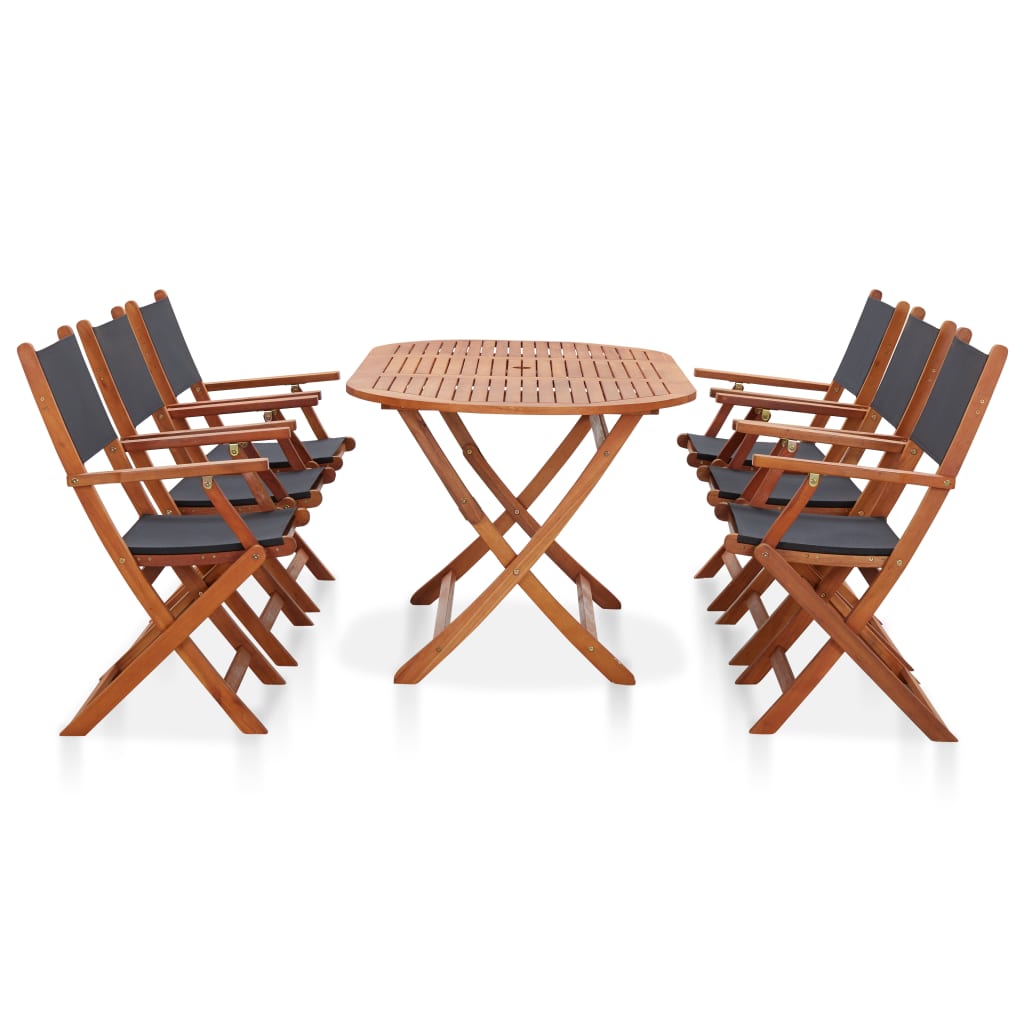 Set Pranzo da Giardino 7 pz Massello di Eucalipto e Textilene 278913