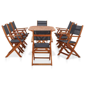 Set Pranzo da Giardino 9 pz Massello di Eucalipto e Textilene 278914