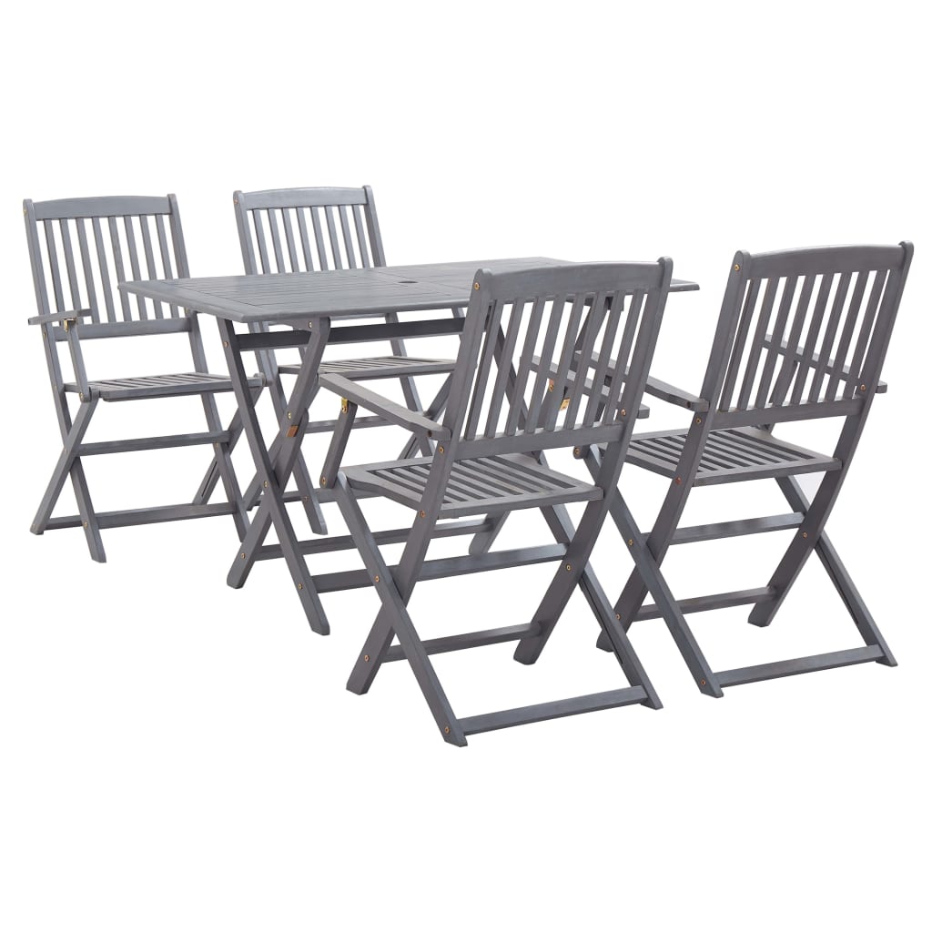 Set da Pranzo per Giardino 5 pz Legno Massello di Acacia Grigio cod mxl 40800