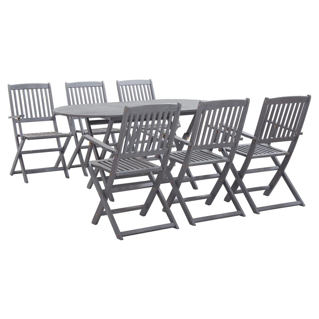 Set da Pranzo per Giardino 7 pz Legno Massello di Acacia Grigio 278923