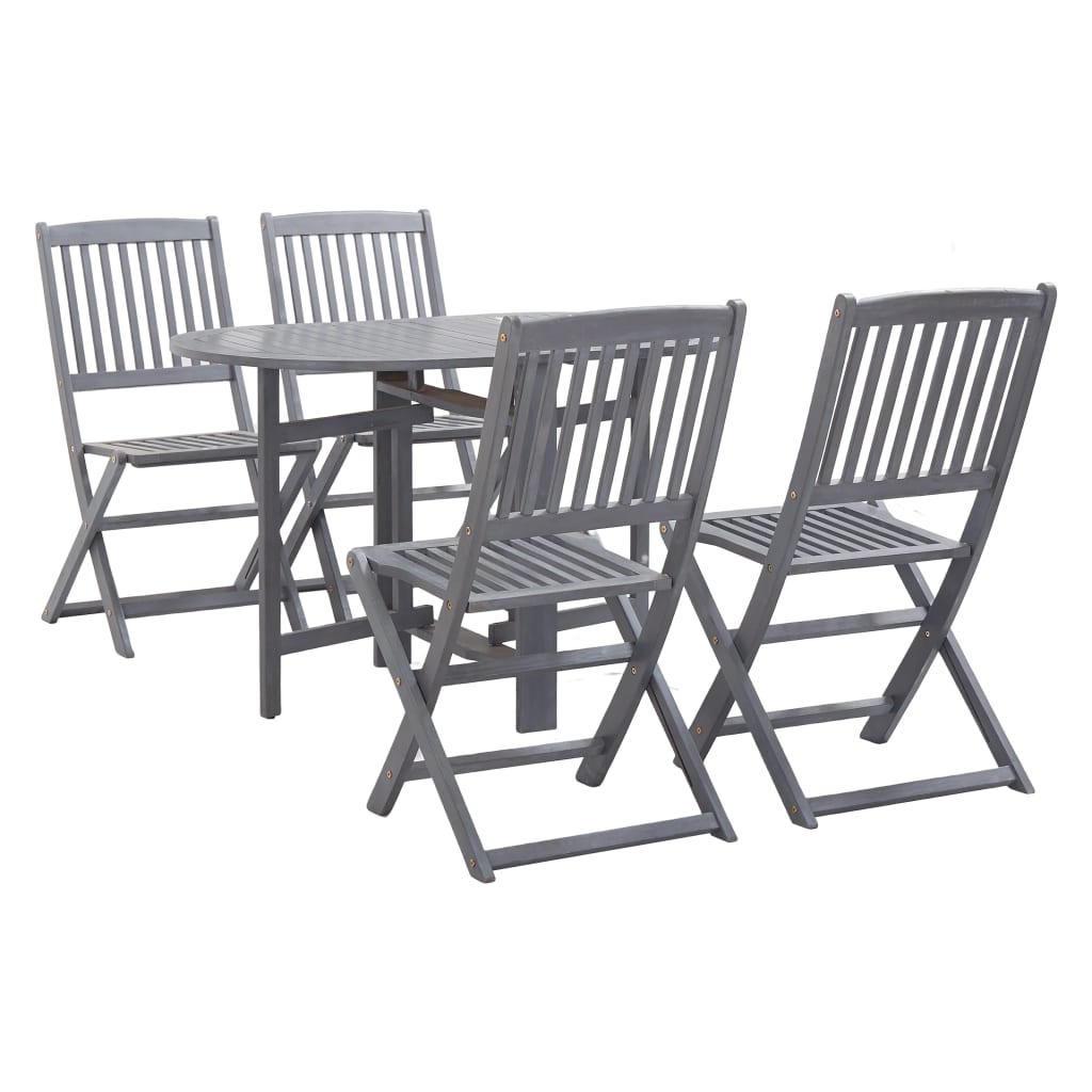 Set da Pranzo per Giardino 5 pz Legno Massello di Acacia Grigio 278926