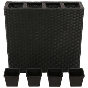 Letti Rialzati da Giardino con 4 Vasi 2 pz in Polyrattan Nero cod mxl 54324