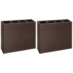 Letti Rialzati da Giardino con 4 Vasi 2 pz in Polyrattan Marrone cod mxl 67168