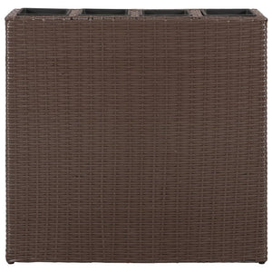 Letti Rialzati da Giardino con 4 Vasi 2 pz in Polyrattan Marrone cod mxl 67168