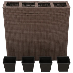 Letti Rialzati da Giardino con 4 Vasi 2 pz in Polyrattan Marrone 279083