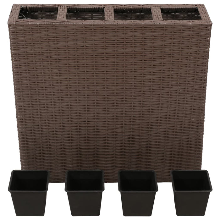 Letti Rialzati da Giardino con 4 Vasi 2 pz in Polyrattan Marrone 279083