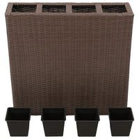 Letti Rialzati da Giardino con 4 Vasi 2 pz in Polyrattan Marrone cod mxl 67168