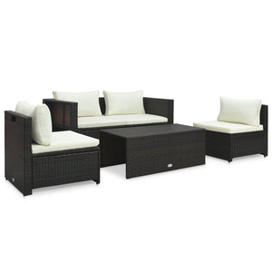 Set Divani da Giardino 6 pz con Cuscini in Polyrattan Marrone cod mxl 35658