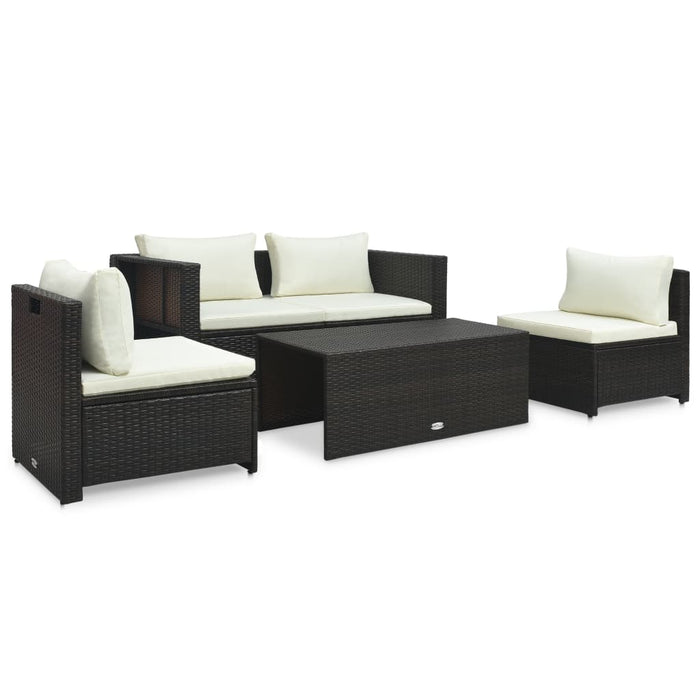 Set Divani da Giardino 6 pz con Cuscini in Polyrattan Marrone 47808