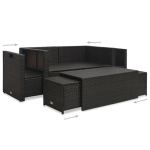 Set Divani da Giardino 6 pz con Cuscini in Polyrattan Marrone 47808