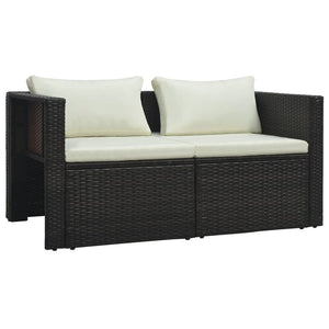 Set Divani da Giardino 6 pz con Cuscini in Polyrattan Marrone 47808