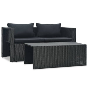 Set Divani da Giardino 6 pz con Cuscini in Polyrattan Nero cod mxl 31397