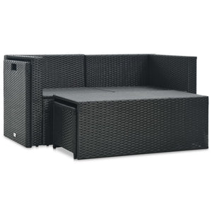 Set Divani da Giardino 6 pz con Cuscini in Polyrattan Nero cod mxl 31397