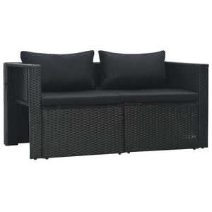 Set Divani da Giardino 6 pz con Cuscini in Polyrattan Nero cod mxl 31397