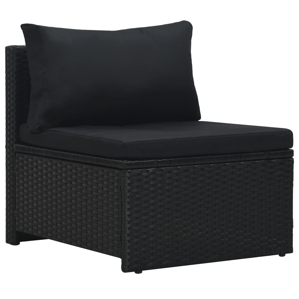 Set Divani da Giardino 6 pz con Cuscini in Polyrattan Nero cod mxl 31397