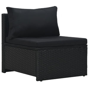 Set Divani da Giardino 6 pz con Cuscini in Polyrattan Nero cod mxl 31397