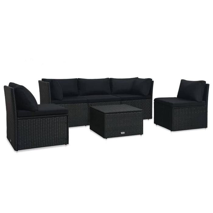 Set Divani da Giardino 4 pz con Cuscini in Polyrattan Nero 47811