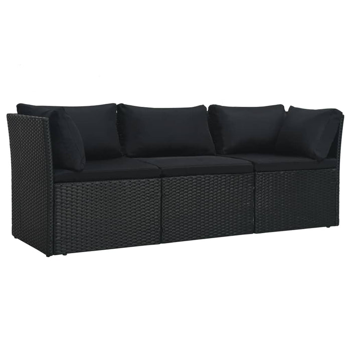 Set Divani da Giardino 4 pz con Cuscini in Polyrattan Nero 47811