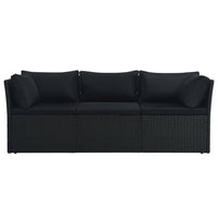 Set Divani da Giardino 4 pz con Cuscini in Polyrattan Nero 47811