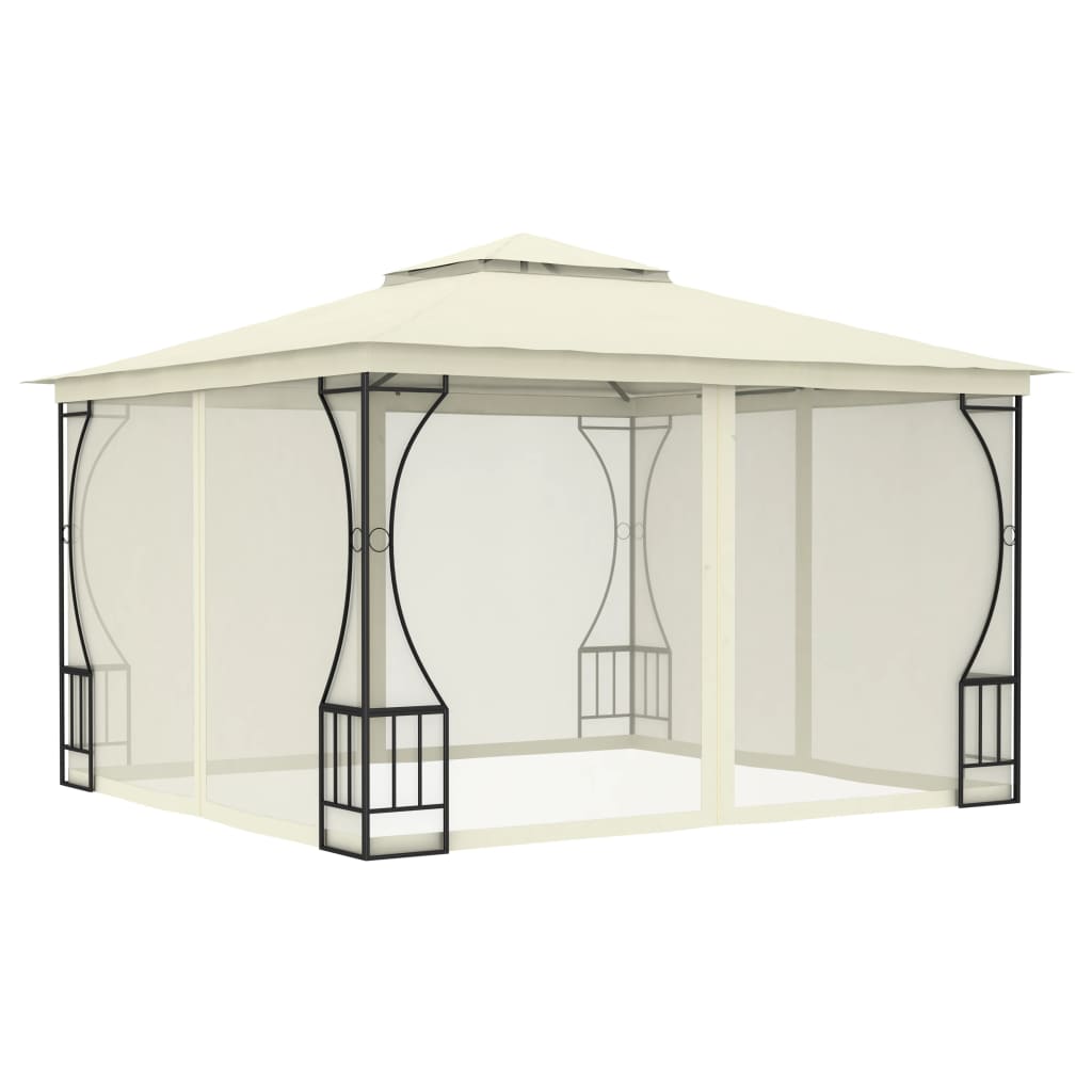 Gazebo con Rete 300x300x265 cm Crema 48595