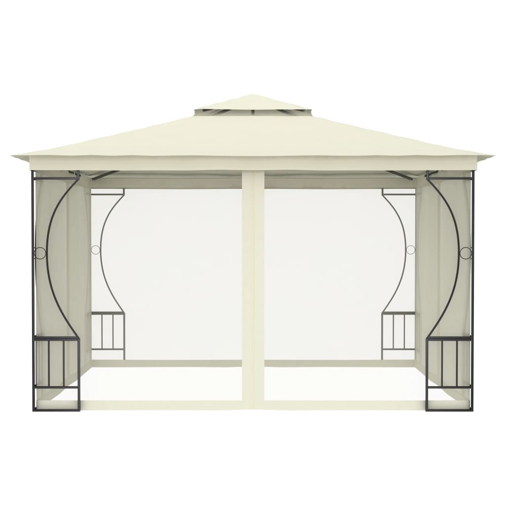 Gazebo con Rete 300x300x265 cm Crema 48595