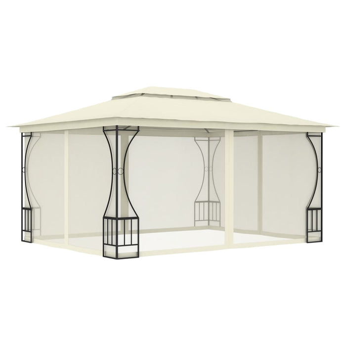 Gazebo con Rete 300x400x265 cm Crema cod mxl 66120