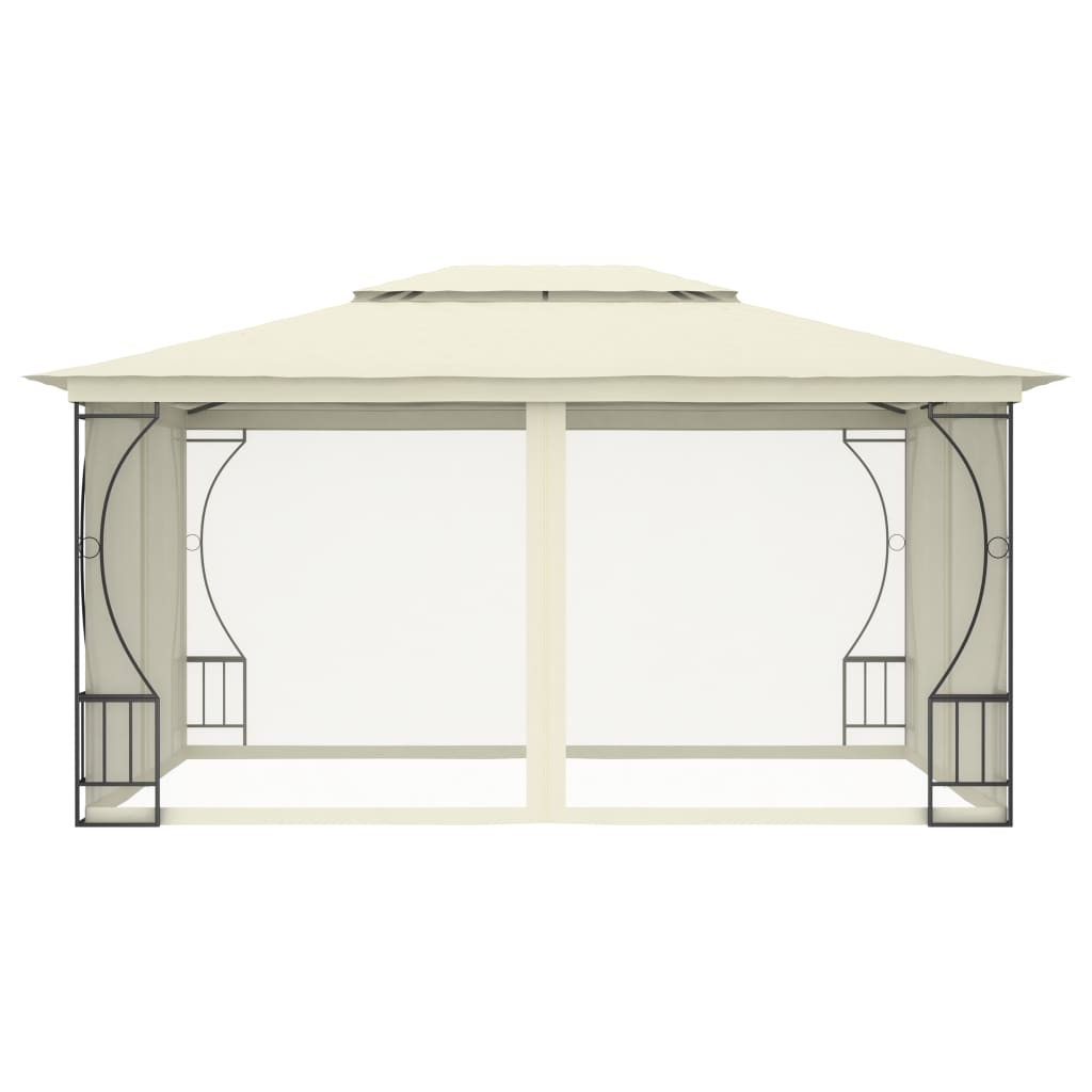 Gazebo con Rete 300x400x265 cm Crema cod mxl 66120