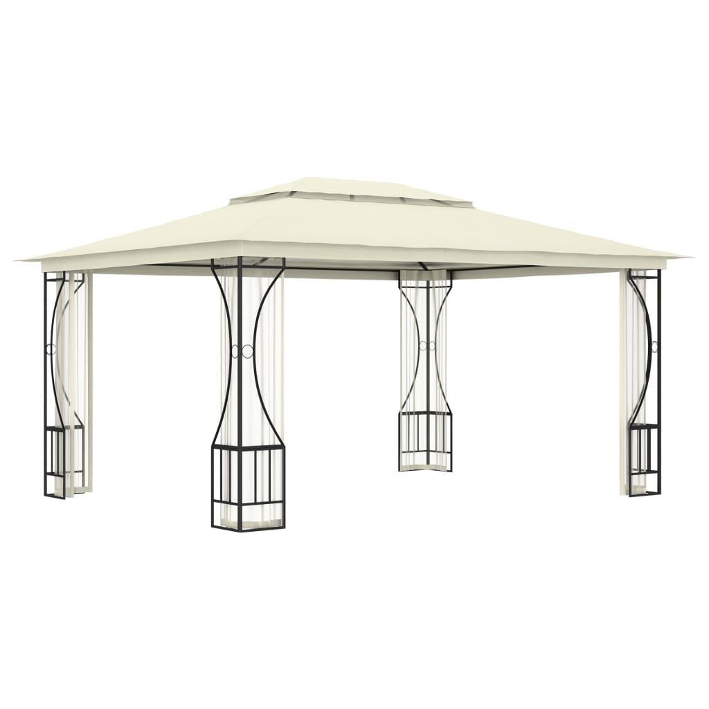 Gazebo con Rete 300x400x265 cm Crema 48596