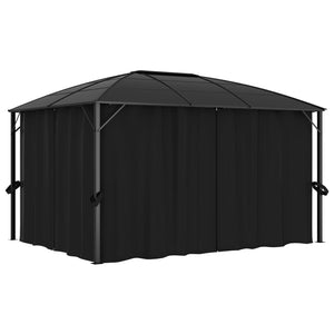 Gazebo con Tende 400x300x265 cm Antracite 48601